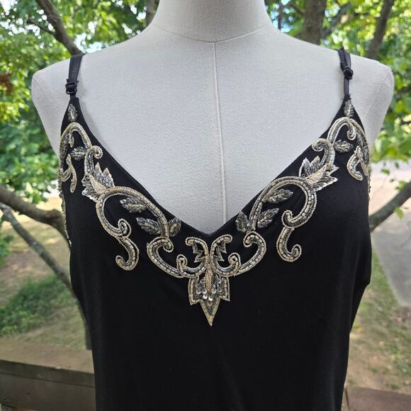 Vintage Y2K Whimsigoth Fairy Sheer Chiffon Beaded Asymmetrical Hem Dress 16 Hoco - Picture 2 of 12